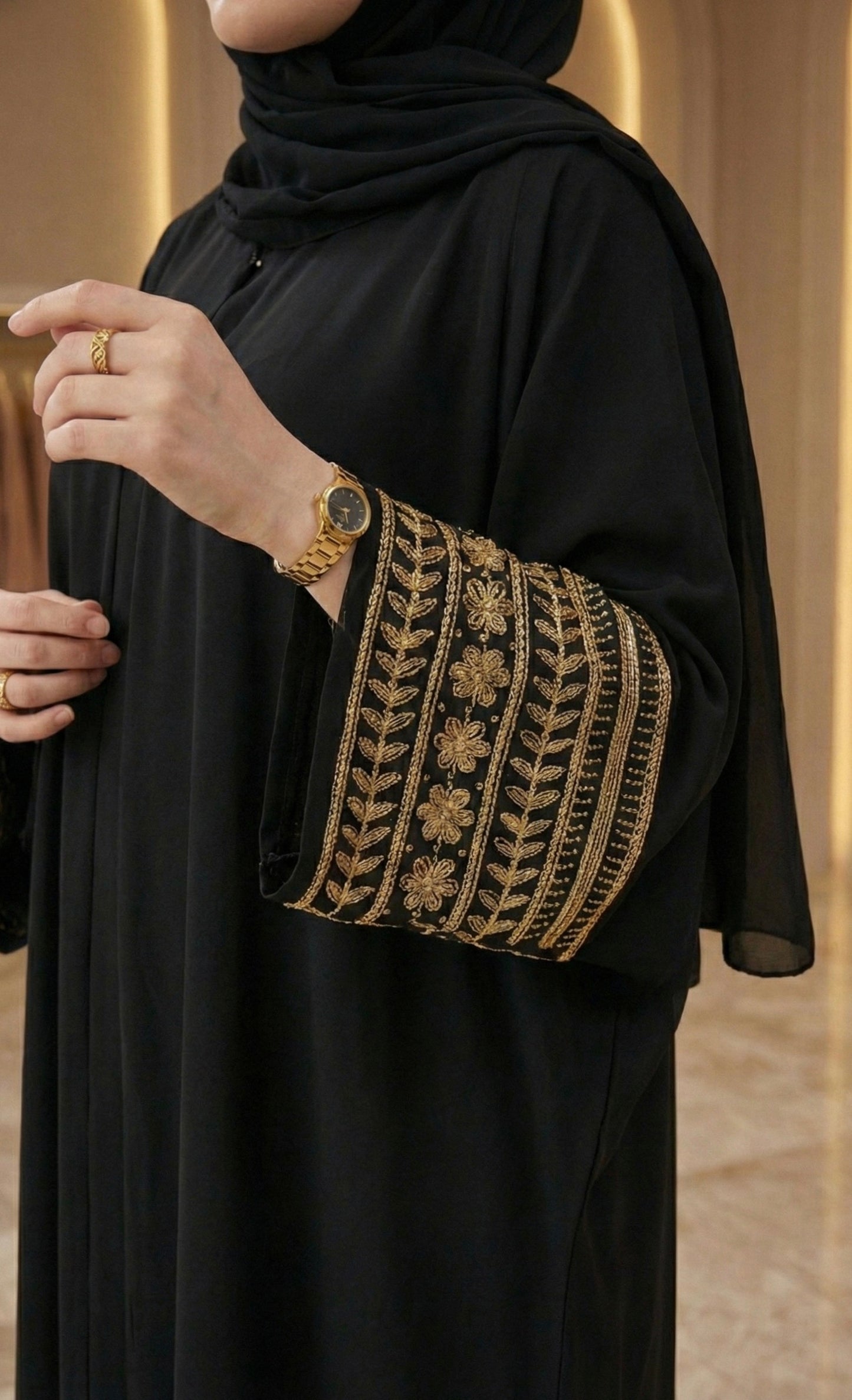 The Golden Noir Elegance Abaya