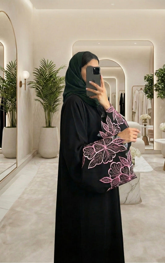The Midnight Flora Abaya