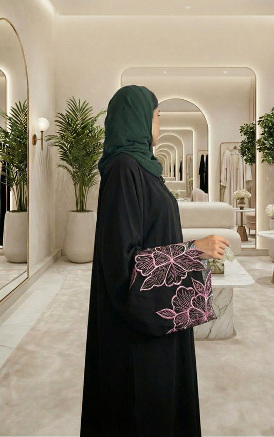 The Midnight Flora Abaya